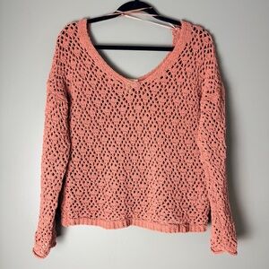 NWOT Artelier Nicole Miller Mauve Pink Open Knit Scoop Neck Sweater M